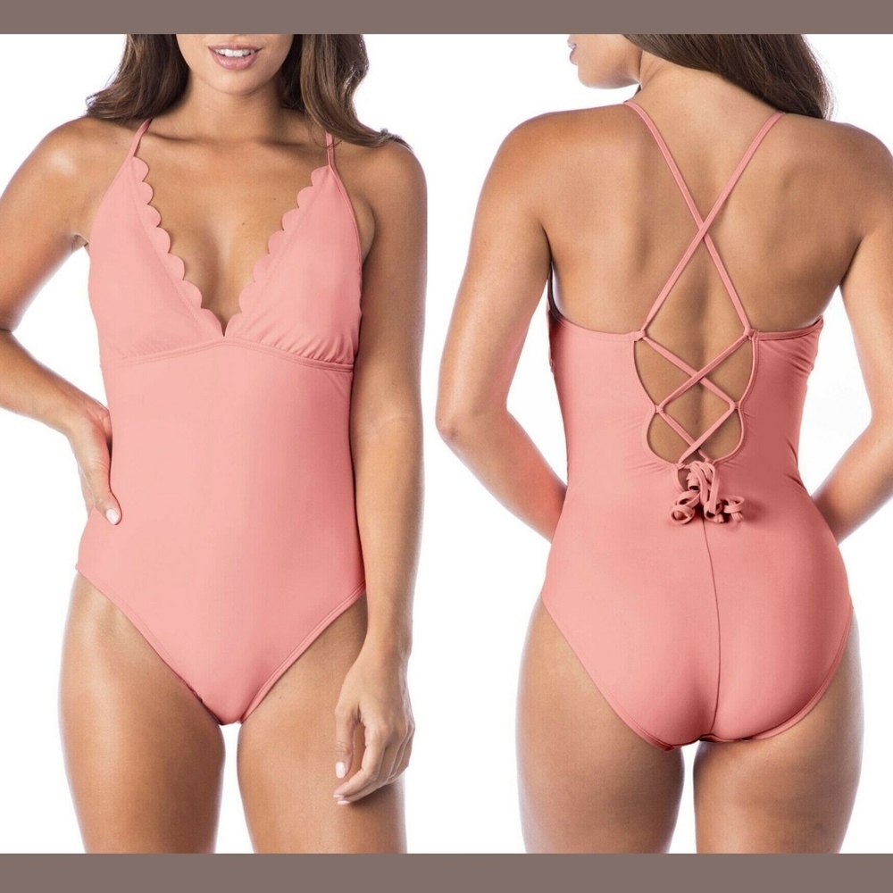 NWT $129‎ LA BLANCA Petal Pusher One-Piece Swimsuit